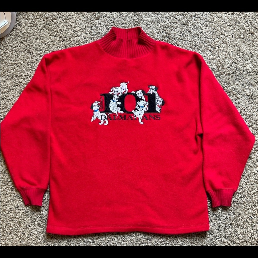 1990s Vintage The Disney Store 101 Dalmations Fleece Pullover Turtleneck